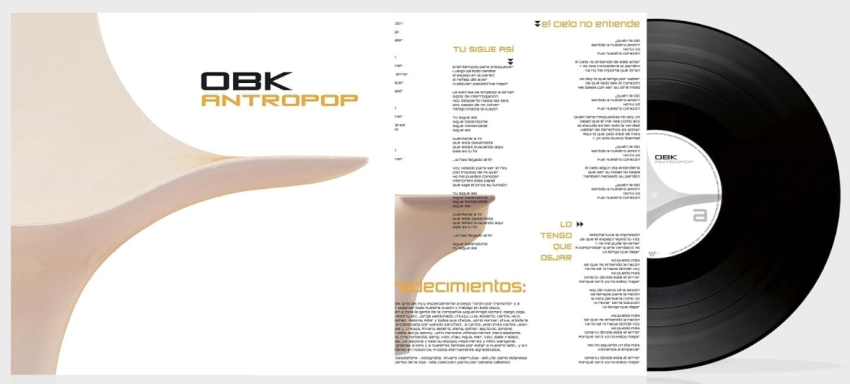 Portada de un disco de vinilo con diseño minimalista y texto en tonos neutros.
