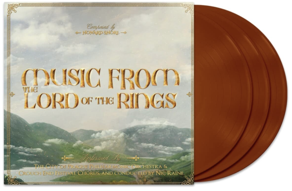 Portada de un álbum de vinilo titulado "Music from Lord of the Rings".