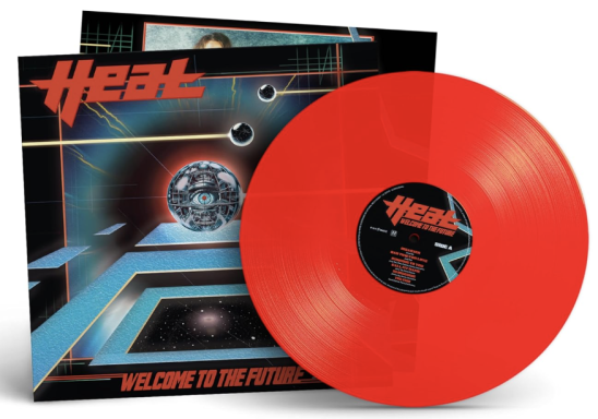 Portada del álbum "Welcome to the Future" de Heal, con un vinyl rojo brillante.