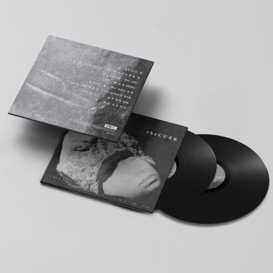 Portada de un álbum con dos discos de vinilo en una superficie blanca.